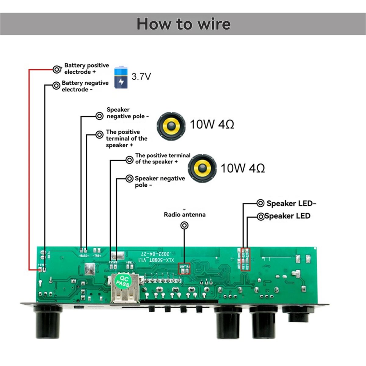 Home Theater Speaker - 更新しました。 2X10W 3.7V アンプボードスクエアダンス 20W スピーカー録音アンプサポート