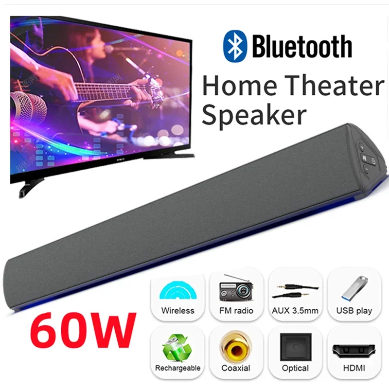 Home Cinema Sony - 3Dステレオサウンドシステム,Bluetoothサウンドバー,ワイヤレステレビ,PCスピーカー,カラオケ,FMミュージックセンター,60W