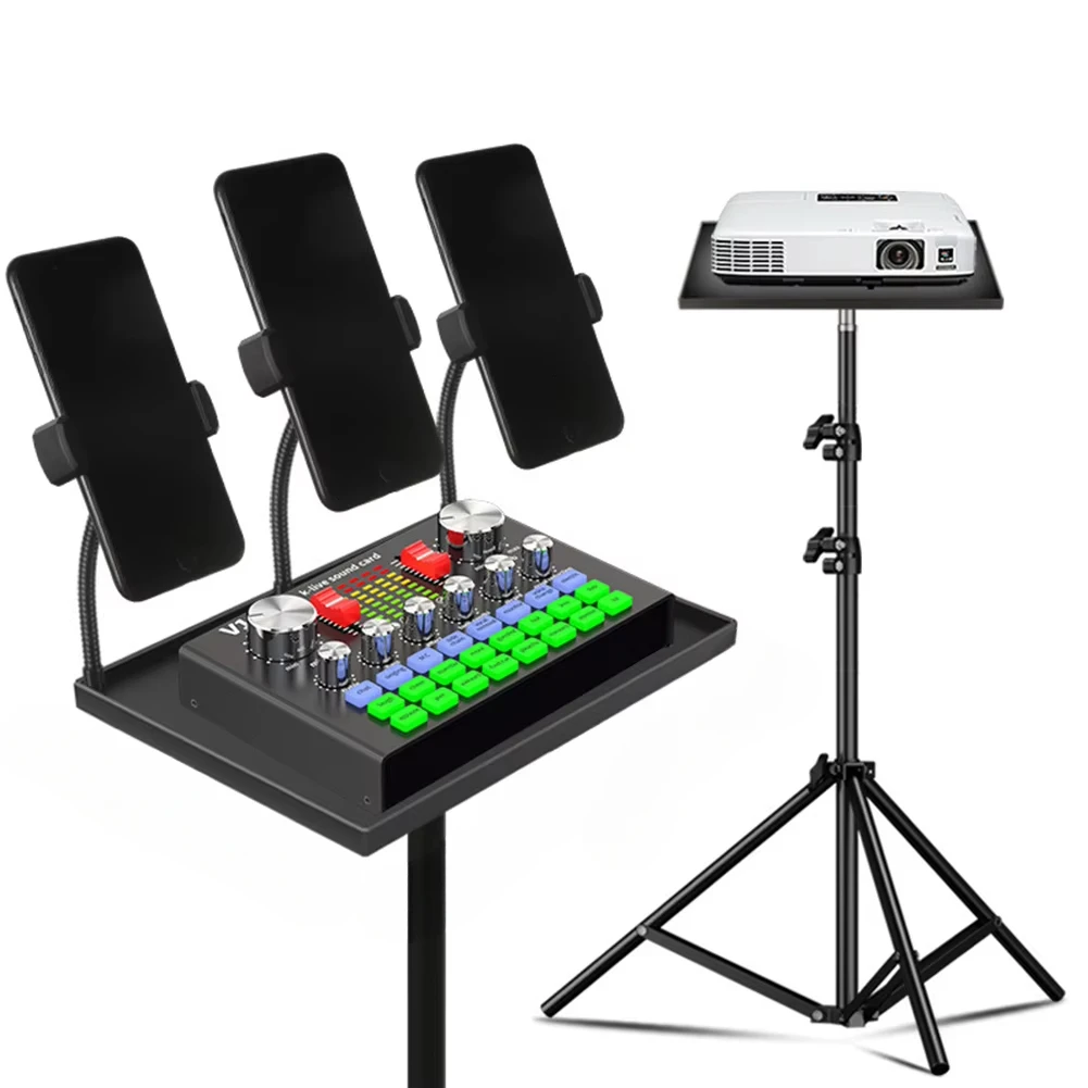 Projector Tripod Stand - ポータブルプロジェクタープラットフォームホルダー プラスチック三脚トレイ 1/4インチネジアダプターアクセサリー付き
