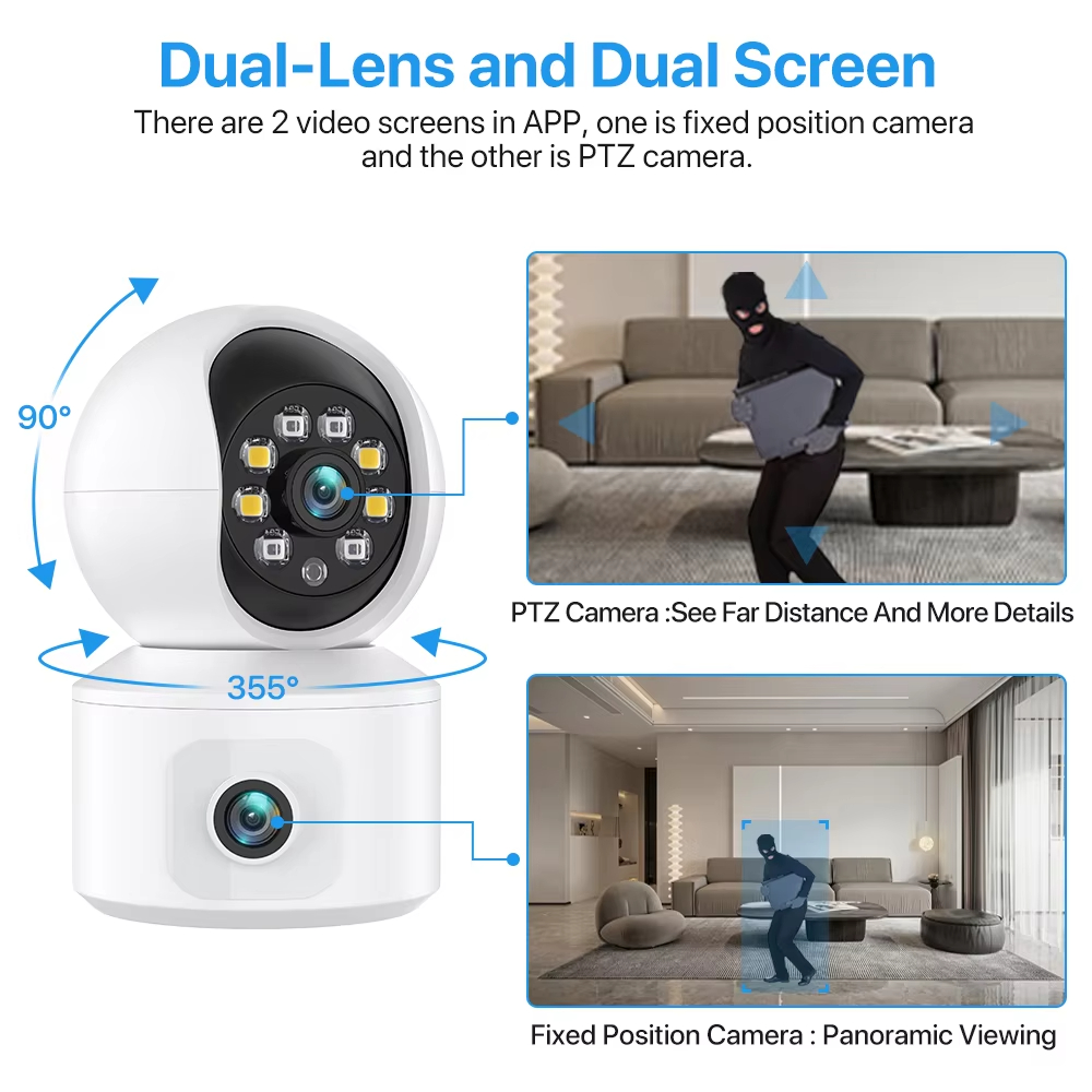 6MP ICSEE WiFi IPカメラ デュアルレンズ デ - Home Cinema Sony のレビューと価格