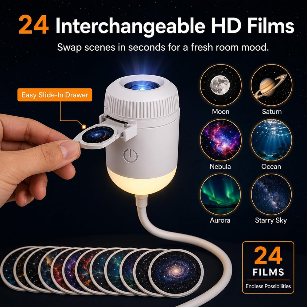 24スライド回転式ギャラクシースターリースカイプロジェクター - Home Cinema Led Projector のレビューと価格