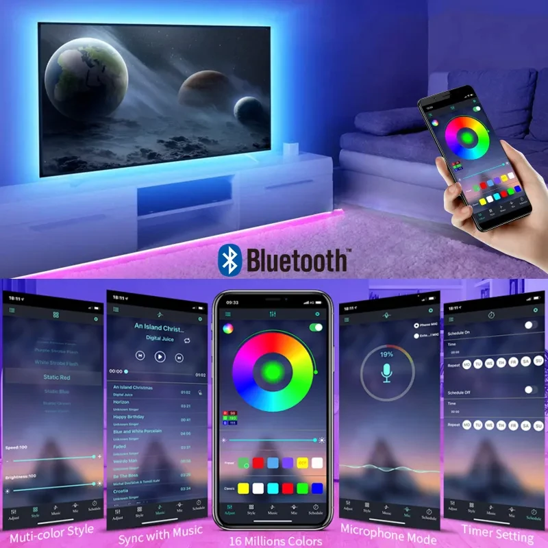 USB LEDストリップライト DC 5V RGB 5050 - Ambient Light Strip Tv のレビューと価格
