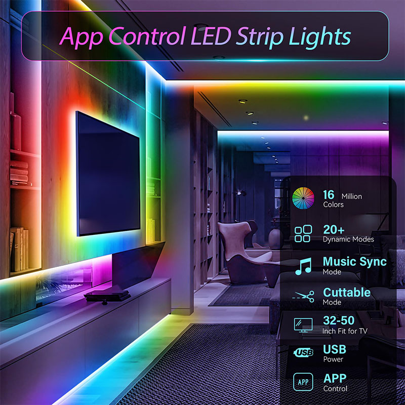 USB RGB LEDストリップライト SMD3535 アプ - Ambient Light Strip Tv のレビューと価格