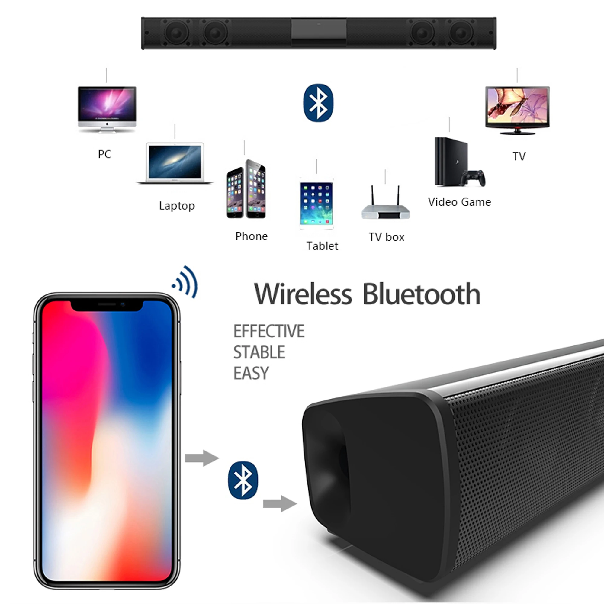 Bluetoothワイヤレスサウンドバー,40W,ホームシア - Home Cinema Wireless Speakers のレビューと価格