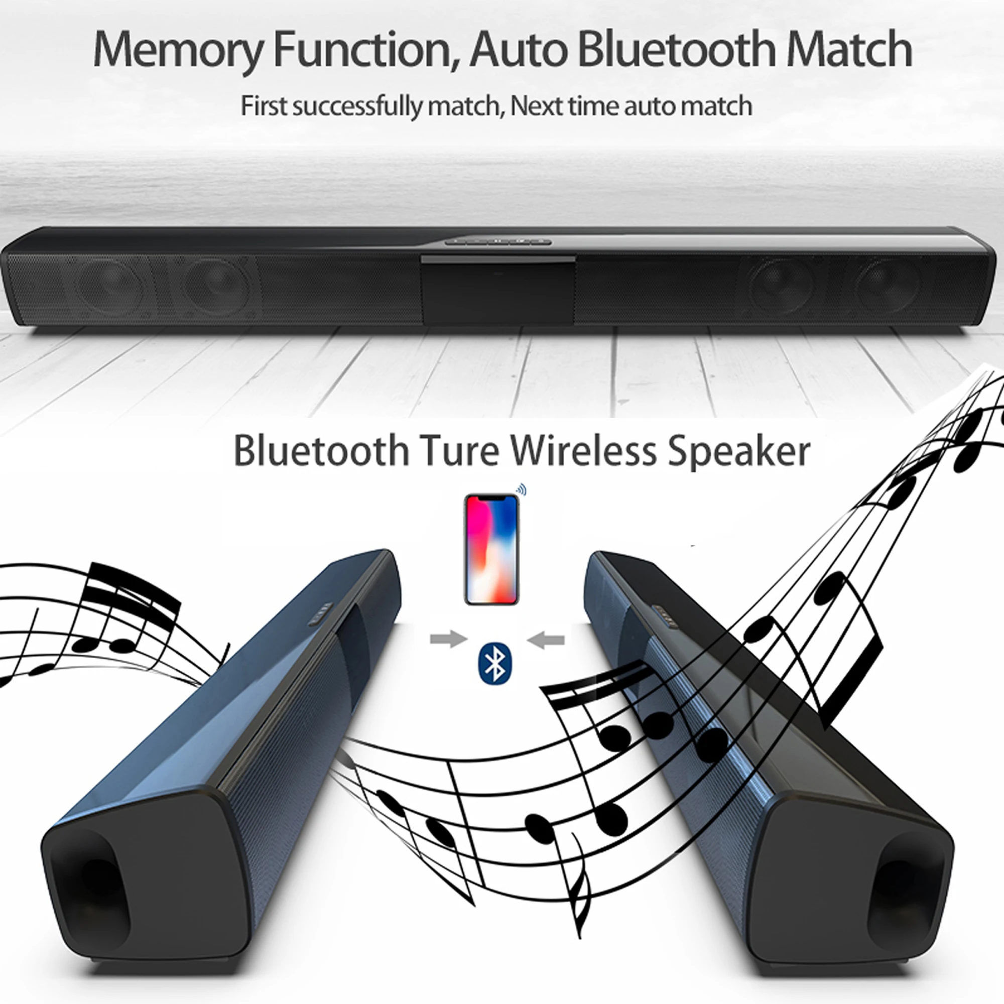 Bluetoothワイヤレスサウンドバー,40W,ホームシア - Home Cinema Wireless Speakers のレビューと価格